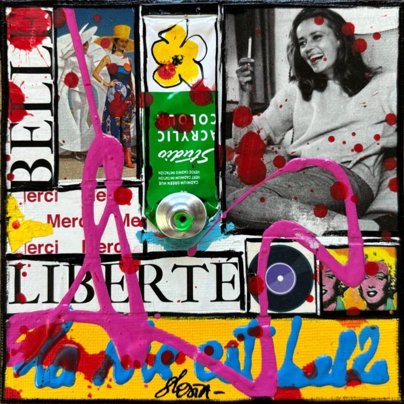 Peinture La vie est belle ! par Costa Sophie | Tableau Pop-art Acrylique, Collage, Upcycling