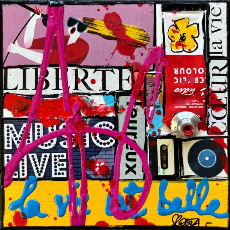 Painting La vie est belle ! by Costa Sophie | Painting Pop-art Acrylic Gluing Upcycling