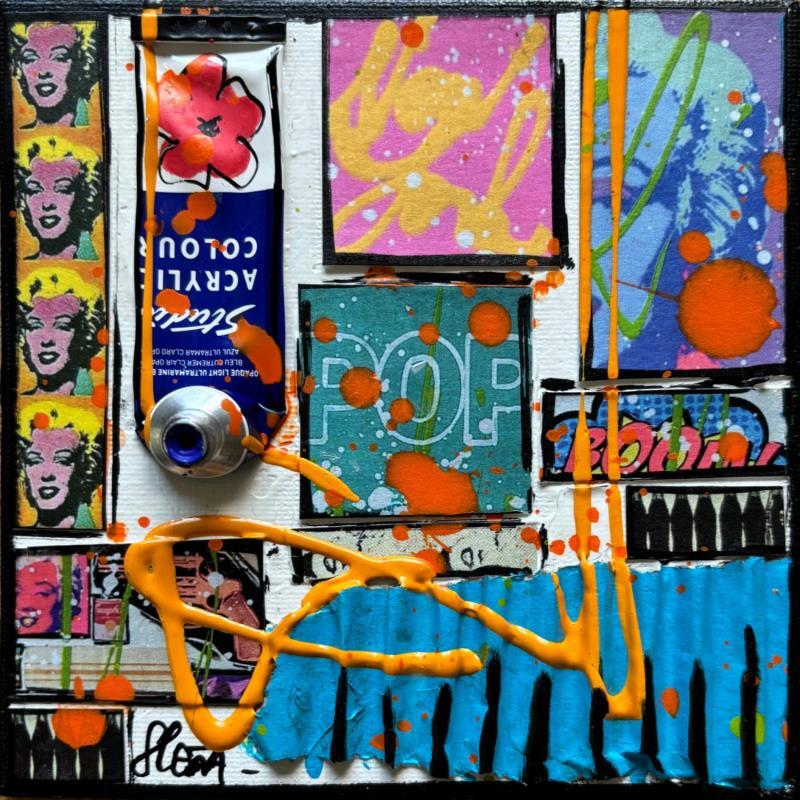 Gemälde POP NY von Costa Sophie | Gemälde Pop-Art Pop-Ikonen Acryl Collage Upcycling