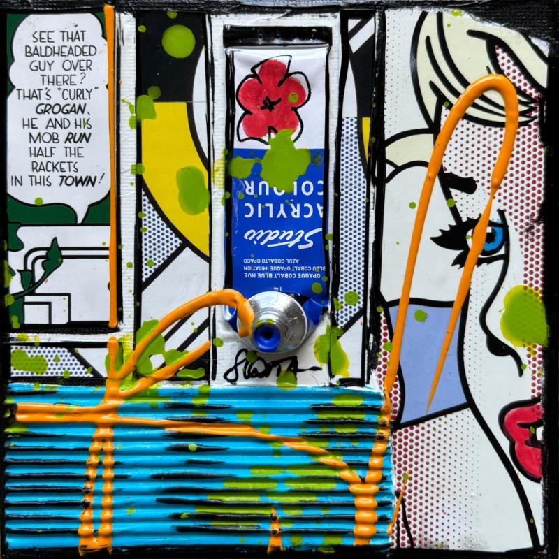 Gemälde Tribute to R.Lichtenstein von Costa Sophie | Gemälde Pop-Art Pop-Ikonen Acryl Collage Upcycling