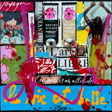 Painting La vie est belle by Costa Sophie | Painting Pop-art Acrylic, Gluing, Upcycling Pop icons