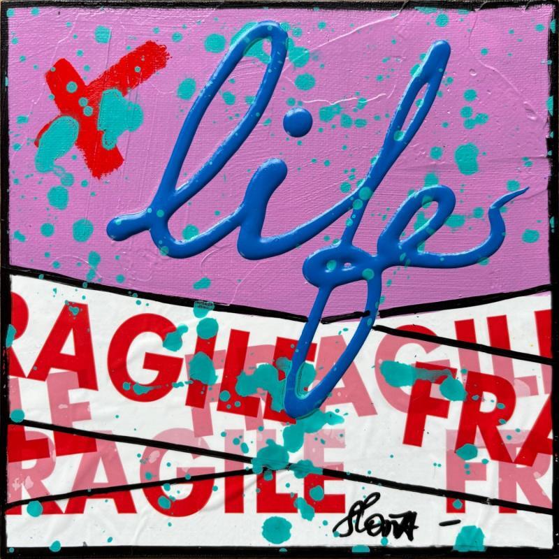 Painting Fragile life (mauve) by Costa Sophie | Painting Pop-art Acrylic, Gluing, Upcycling Pop icons