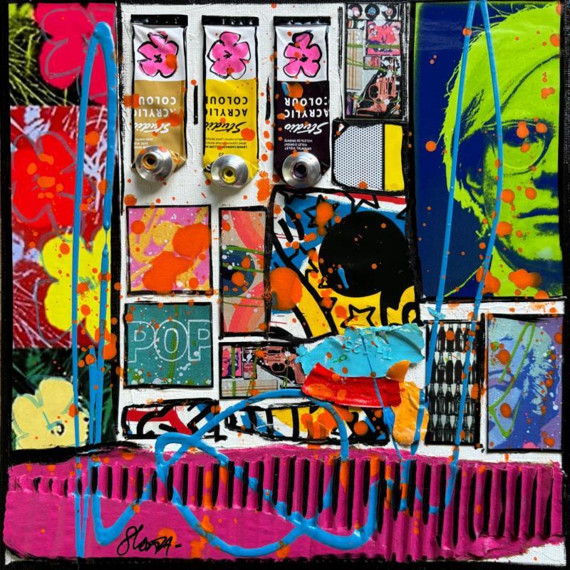 Painting Warhol by Costa Sophie | Painting Pop-art Pop icons Acrylic Gluing Upcycling