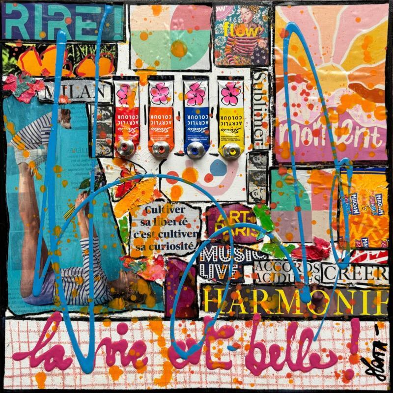 Peinture La vie est belle ! (RIRE) par Costa Sophie | Tableau Pop-art Acrylique Collage Upcycling