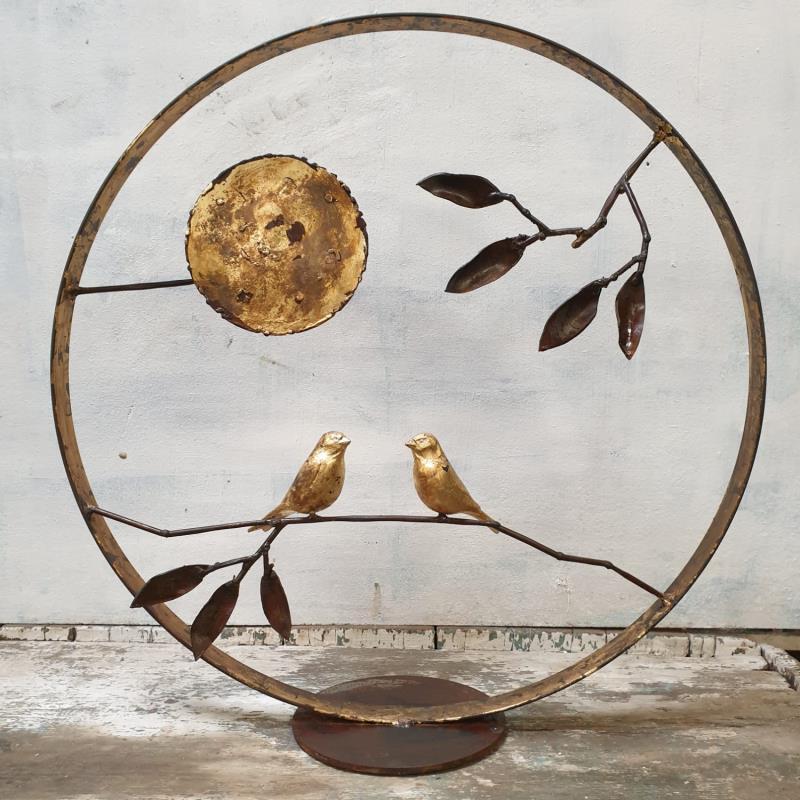 Sculpture Oiseaux au clair de lune by Eres Nicolas | Sculpture Figurative Metal Animals