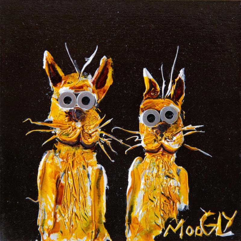 Painting COMPLICIUS by Moogly | Painting Raw art Animals Cardboard Acrylic Resin Pigments