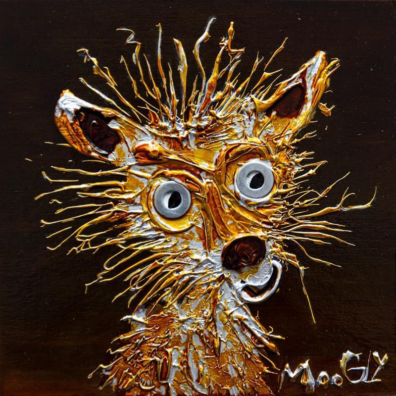 Painting CONFIUS by Moogly | Painting Raw art Animals Cardboard Acrylic Resin Pigments