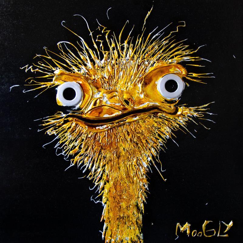 Painting STATIQUS by Moogly | Painting Raw art Animals Cardboard Acrylic Resin Pigments