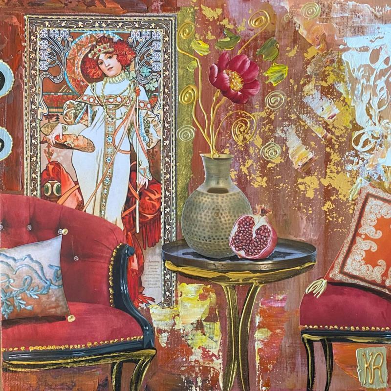 Peinture Pomegranate juice  par Romanelli Karine | Tableau Figuratif Acrylique, Collage, Papier, Posca Scènes de vie