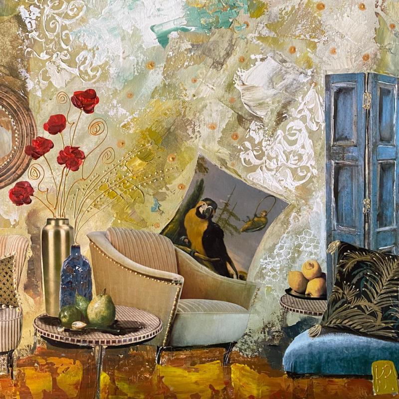 Peinture Mon coin de paradis  par Romanelli Karine | Tableau Figuratif Acrylique, Collage, Papier, Pastel, Posca Scènes de vie