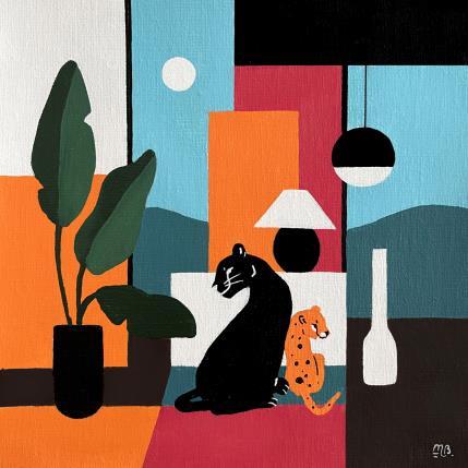 Gemälde Eternal Companions von Birsak Mariah | Gemälde Naive Kunst Acryl Pop-Ikonen, Stillleben, Tiere, Urban