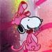 Gemälde Snoopy pink von Mestres Sergi | Gemälde Pop-Art Pop-Ikonen Graffiti Acryl