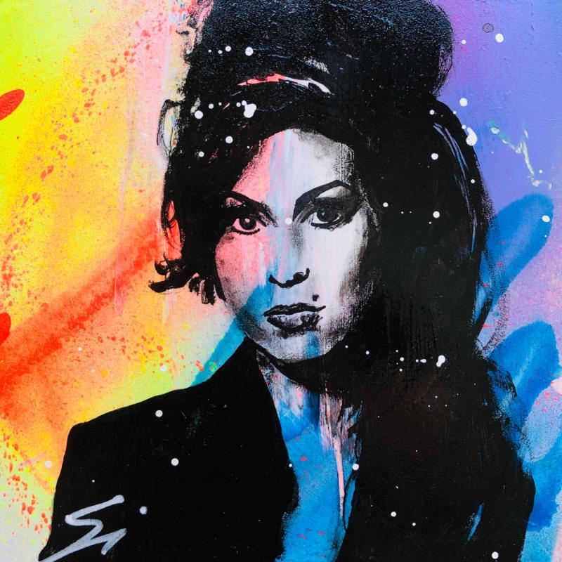 Painting Amy Winehouse by Mestres Sergi | Painting Pop-art Music Pop icons Graffiti Acrylic