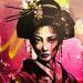 Gemälde samurai Girl von Mestres Sergi | Gemälde Pop-Art Porträt Pop-Ikonen Graffiti Acryl