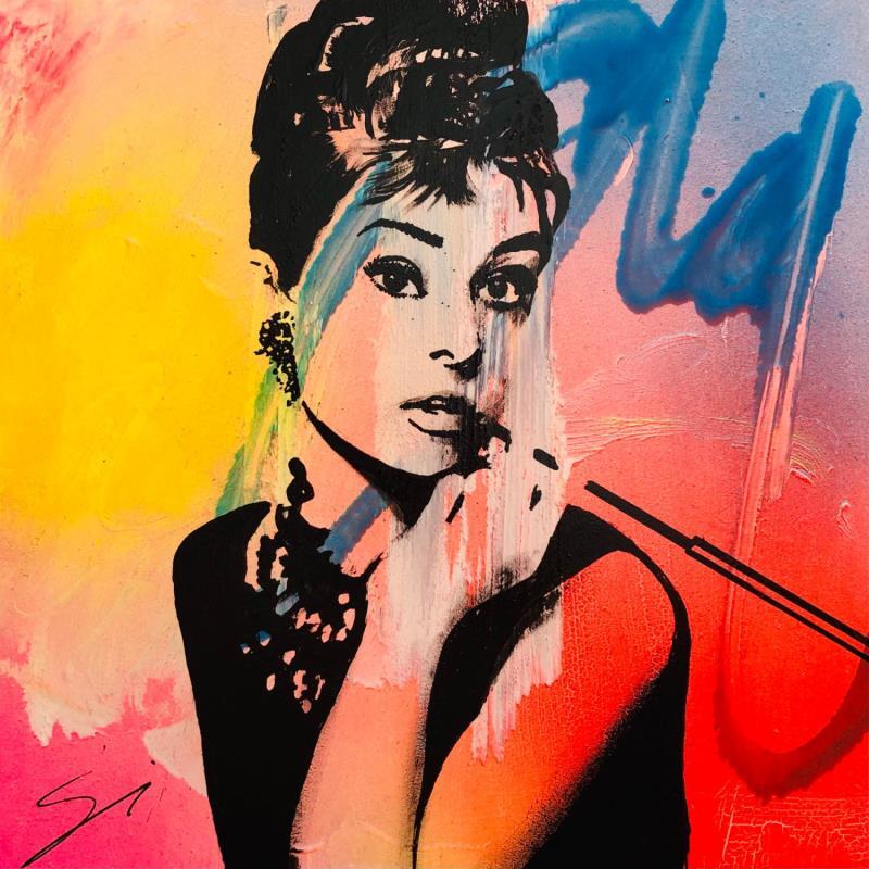 Painting audrey at Tiffanys by Mestres Sergi | Painting Pop-art Cinema Pop icons Graffiti Acrylic