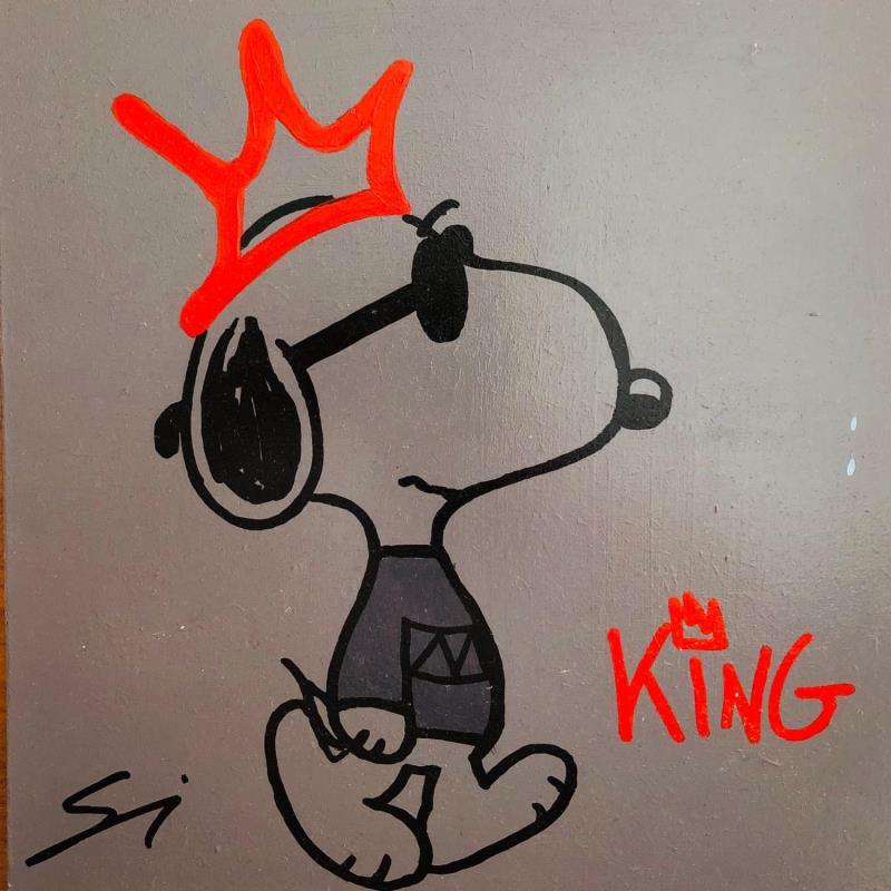 Gemälde Snoopy the King von Mestres Sergi | Gemälde Pop-Art Acryl, Graffiti Pop-Ikonen