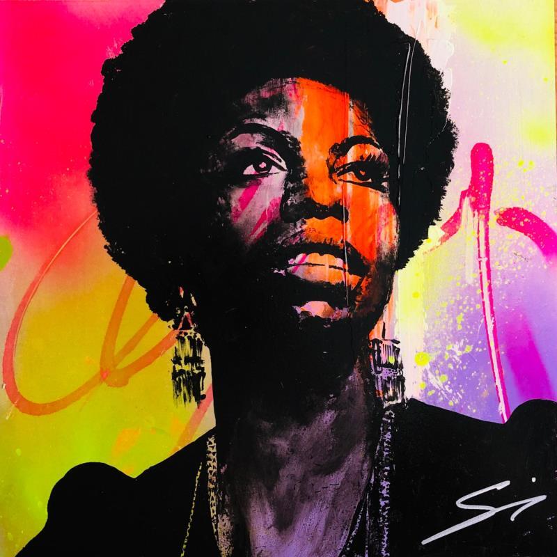Peinture Nina Simon par Mestres Sergi | Tableau Pop-art Musique Icones Pop Graffiti Acrylique