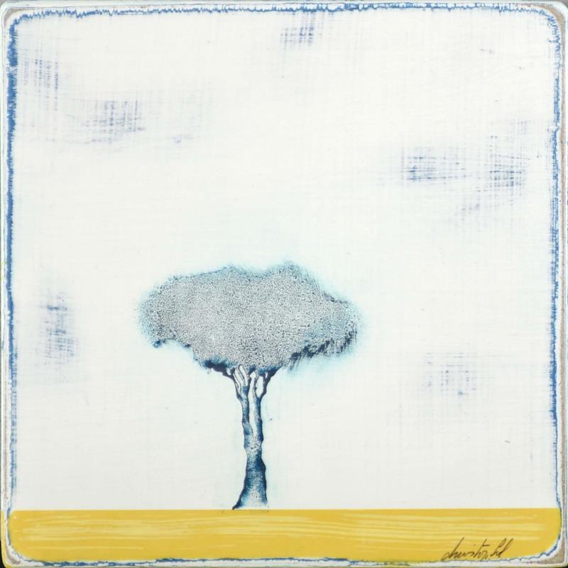 Gemälde Comme un jaune arborescent #347 von ChristophL | Gemälde Figurativ Acryl, Holz, Tinte Landschaften, Minimalistisch, Natur