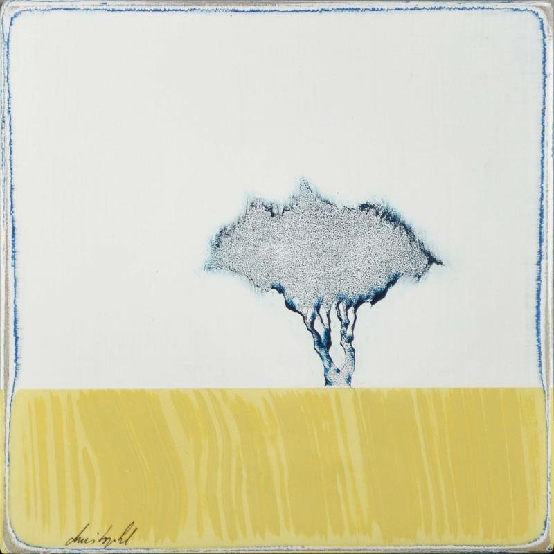 Painting Comme un jaune arborescent #350 by ChristophL | Painting Figurative Acrylic, Ink, Wood Landscapes, Minimalist, Nature