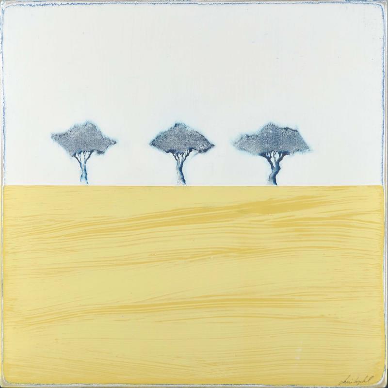 Gemälde Comme un jaune arborescent #355 von ChristophL | Gemälde Figurativ Landschaften Natur Minimalistisch Holz Acryl Tinte