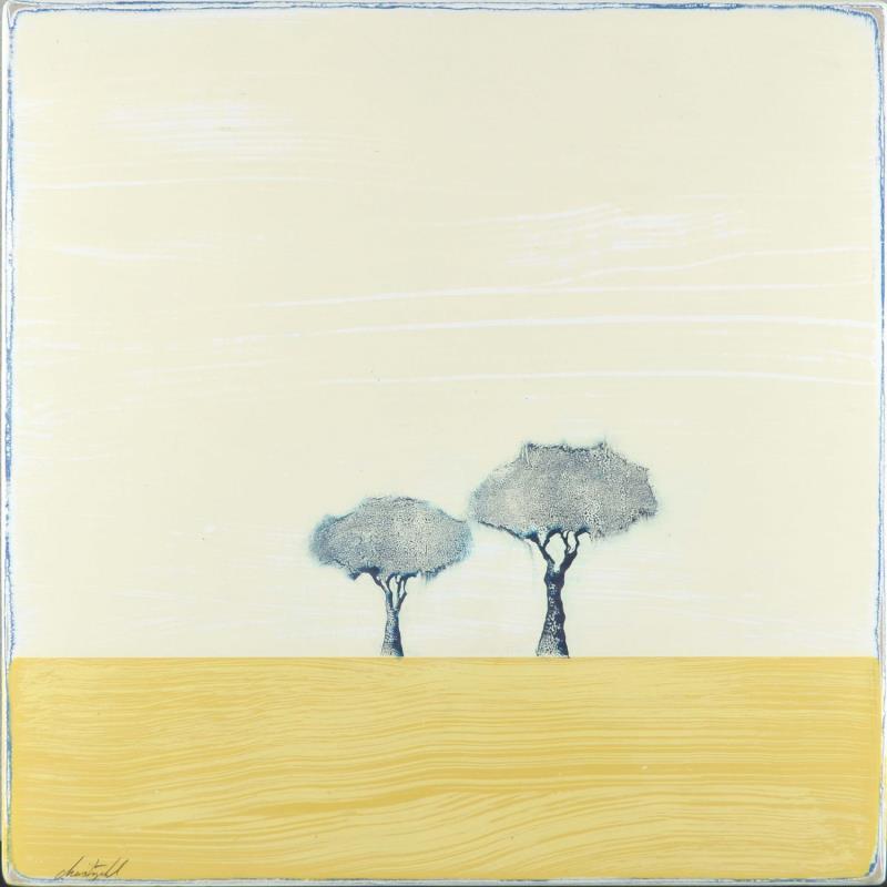 Gemälde Comme un jaune arborescent #356 von ChristophL | Gemälde Figurativ Landschaften Natur Minimalistisch Holz Acryl Tinte