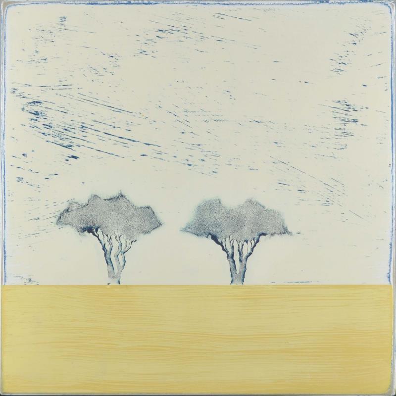 Gemälde Comme un jaune arborescent #357 von ChristophL | Gemälde Figurativ Landschaften Natur Minimalistisch Holz Acryl Tinte
