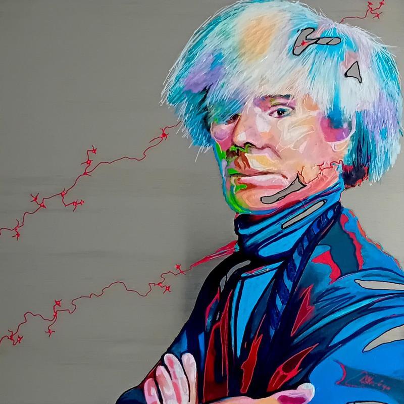 Gemälde A Warhol von Medeya Lemdiya | Gemälde Pop-Art Pop-Ikonen Metall Acryl