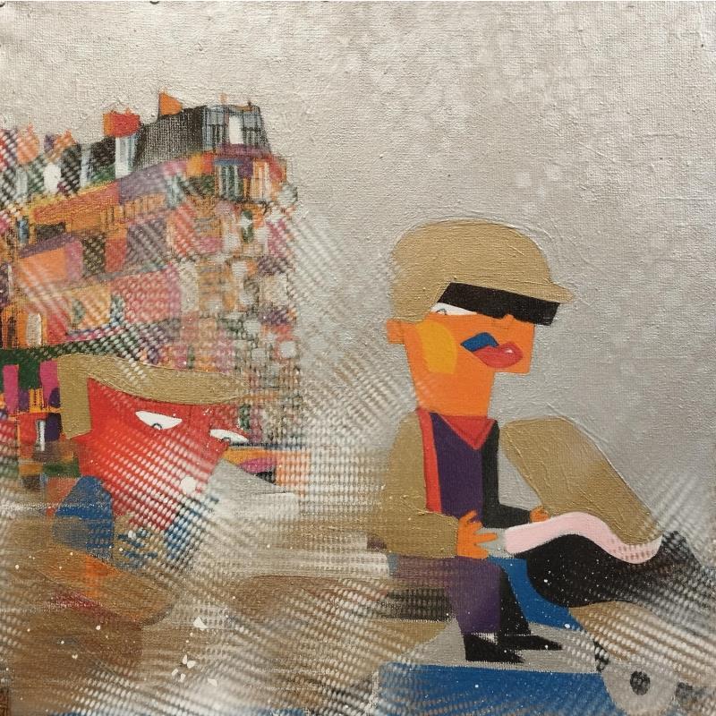 Painting Changement d'heure by Anicet Olivier | Painting Figurative Acrylic, Pastel Architecture, Urban