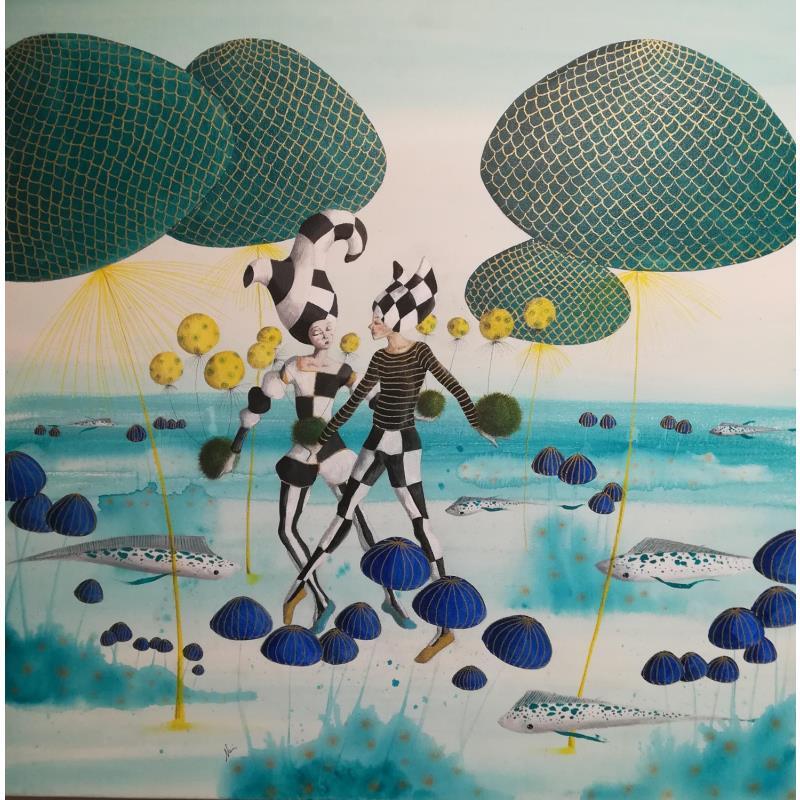 Painting Quando parliamo di blu by Nai | Painting Surrealism Acrylic, Gluing