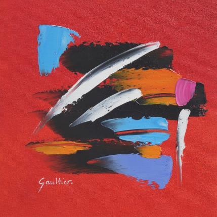 Gemälde Composition en rouge von Gaultier Dominique | Gemälde Abstrakt Öl Minimalistisch