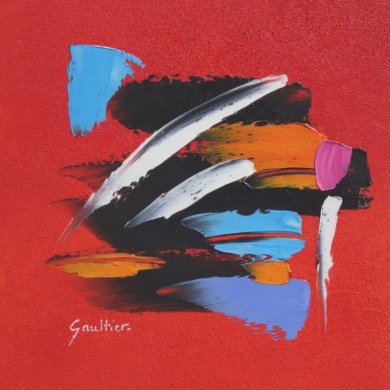 Painting Composition en rouge by Gaultier Dominique | Painting Abstract Oil Minimalist