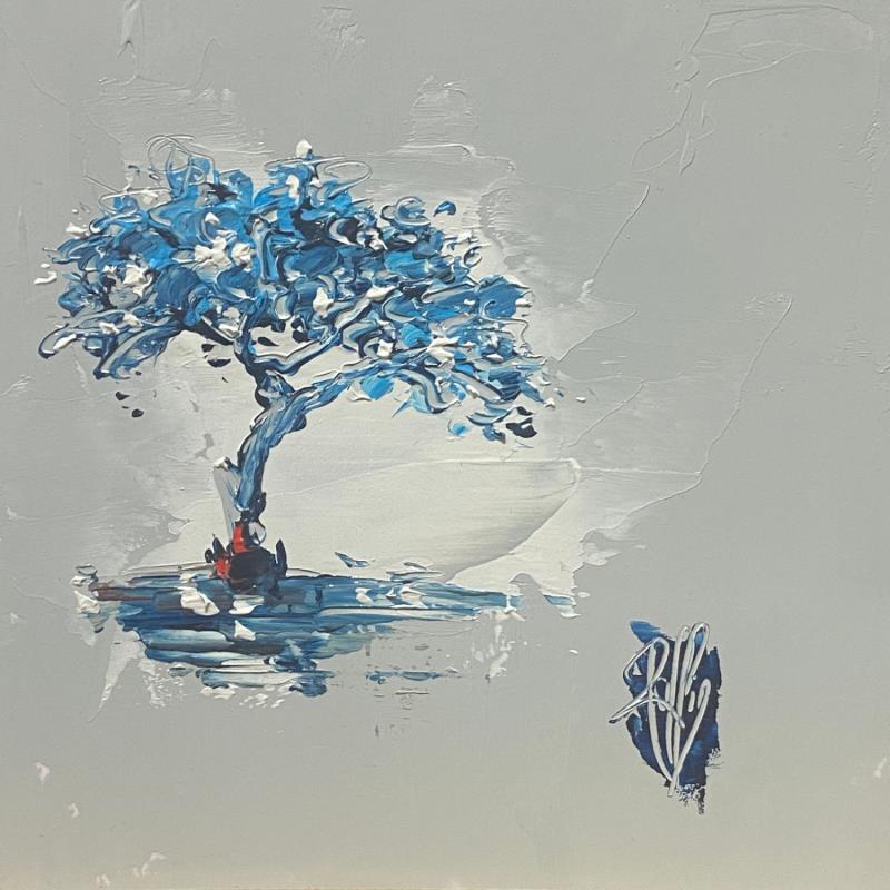 Peinture Mon arbre bleu par Raffin Christian | Tableau Figuratif Huile Paysages