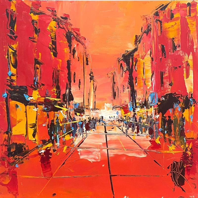 Painting Rue commercante by Raffin Christian | Painting Figurative Oil Urban