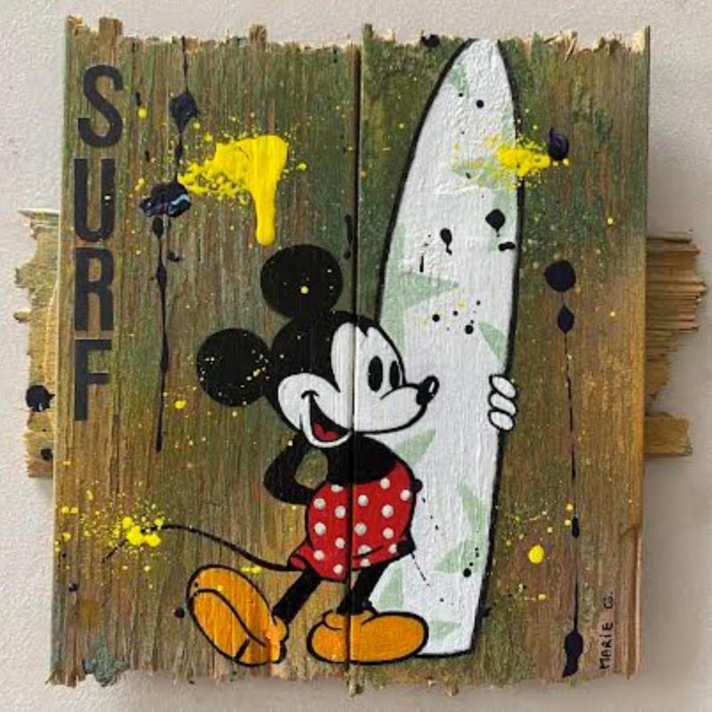 Peinture F2 Mickey surf par Marie G.  | Tableau Pop-art Icones Pop Bois Acrylique