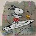 Gemälde F3  Snoopy surf von Marie G.  | Gemälde Pop-Art Pop-Ikonen Holz Acryl