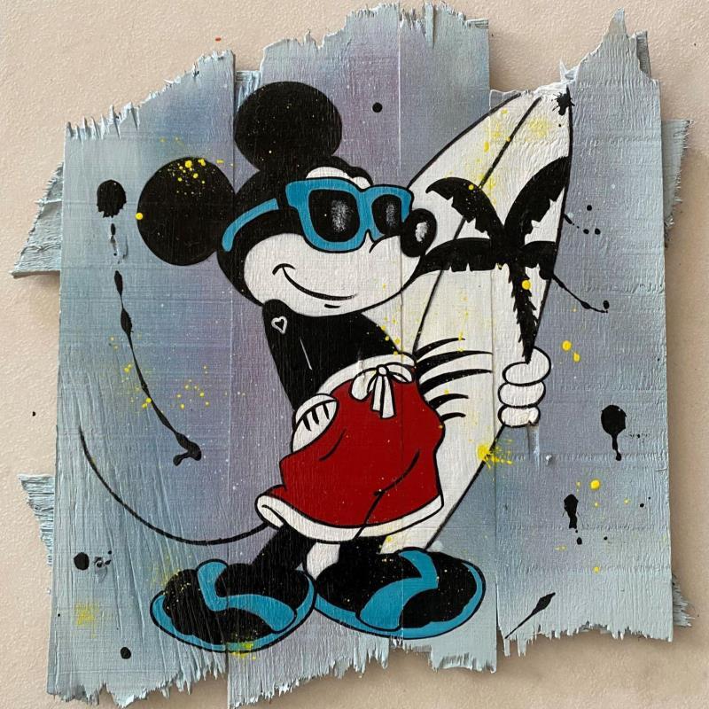 Painting F3  Mickey surf by Marie G.  | Painting Pop-art Acrylic, Wood Pop icons