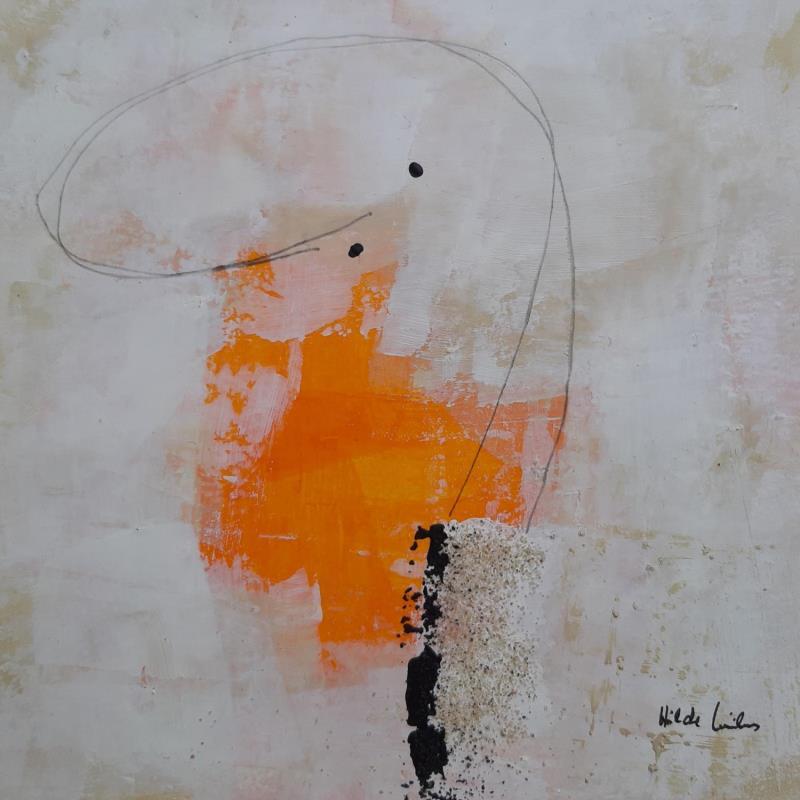 Painting abstract orange A 88 by Wilms Hilde | Painting Abstract Acrylic Gluing
