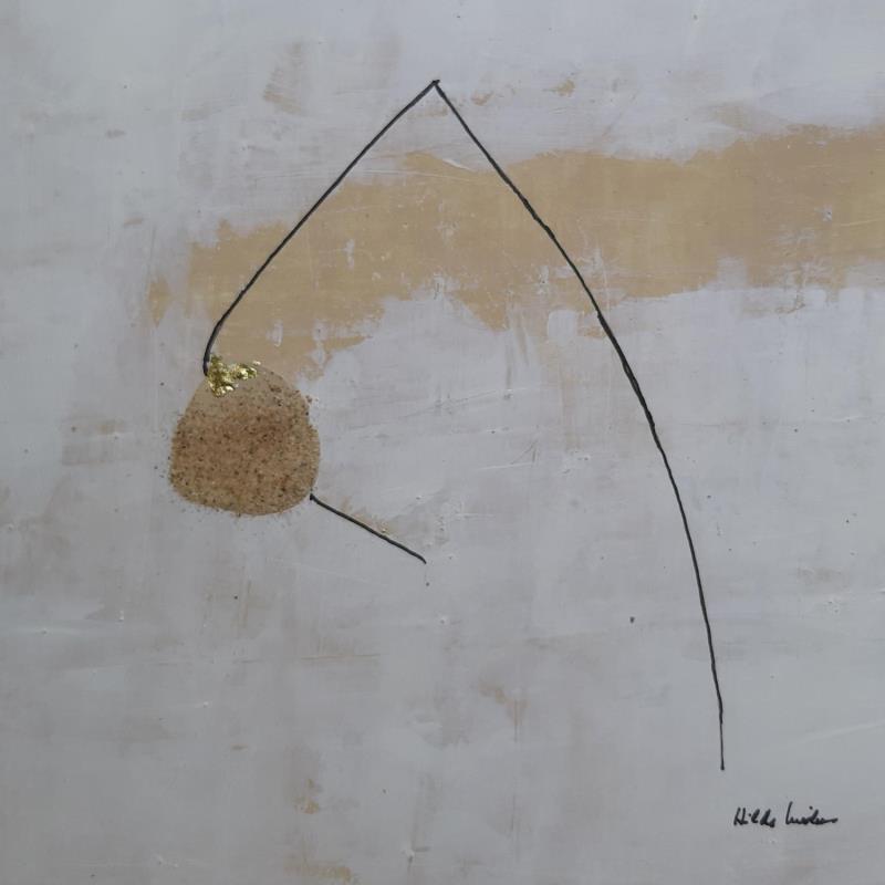 Peinture abstract white A 89 par Wilms Hilde | Tableau Abstrait Acrylique Collage Feuille d'or