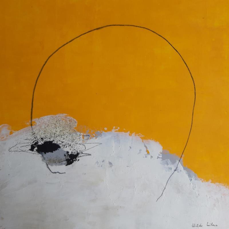 Peinture abstract yellow B 85 par Wilms Hilde | Tableau Abstrait Acrylique Collage