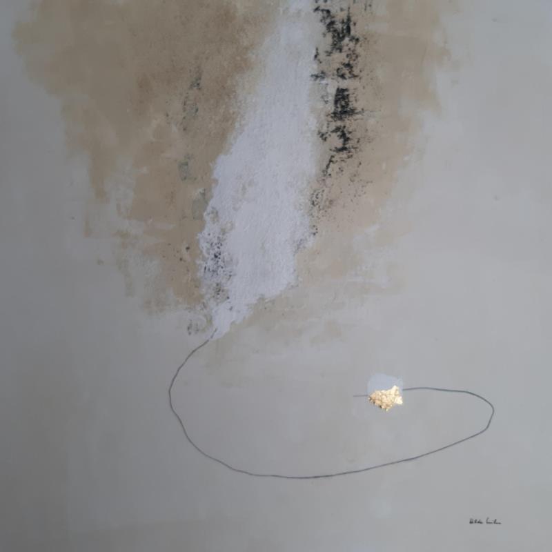 Painting abstact white D 74 by Wilms Hilde | Painting Abstract Acrylic Gluing Gold leaf