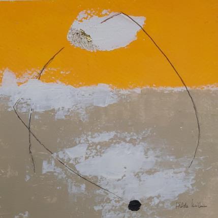 Peinture abstract yellow A 86 par Wilms Hilde | Tableau Abstrait Acrylique, Collage, Feuille d'or