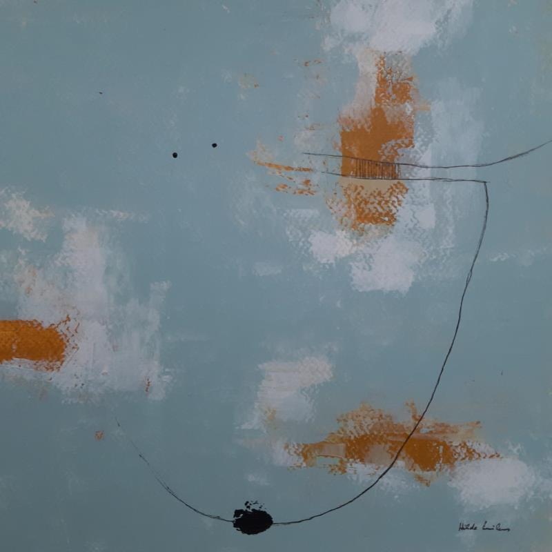Peinture abstract turquoise C 95 par Wilms Hilde | Tableau Abstrait Acrylique Collage