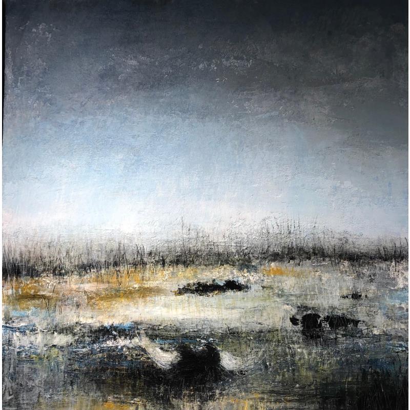 Painting Camargue aux Taureaux by Rocco Sophie | Painting Raw art Acrylic, Gluing, Sand