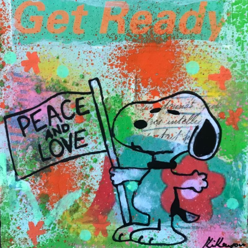 Painting Snoopy peace by Kikayou | Painting Pop-art Pop icons Graffiti Acrylic Gluing