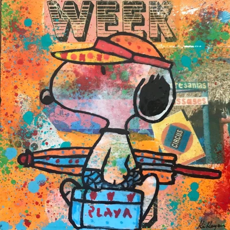 Painting Snoopy week end by Kikayou | Painting Pop-art Pop icons Graffiti Acrylic Gluing