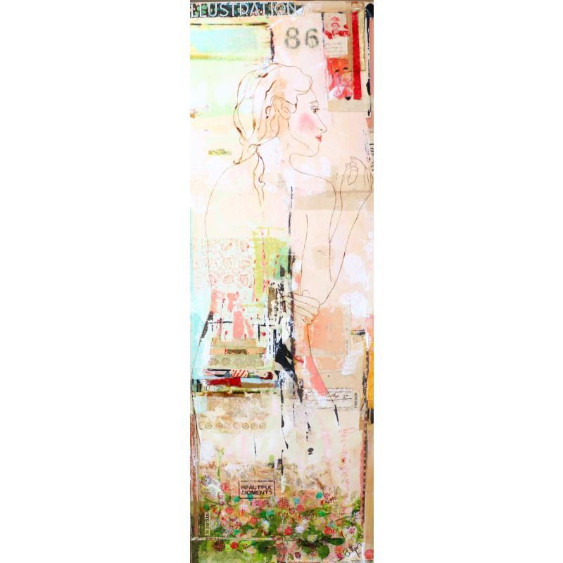 Gemälde Jardin Batik von Sablyne | Gemälde Art brut Acryl, Blattgold, Collage, Holz, Lack, Papier, Pappe, Pastell, Pigmente, Tinte, Upcycling Alltagsszenen, Porträt
