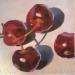 Painting four cherries by Ulrich Julia | Painting Figurative Still-life Oil