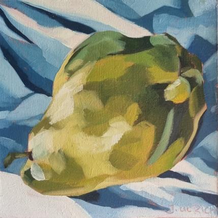 Painting pear and blue no. 1 by Ulrich Julia | Painting Figurative Oil