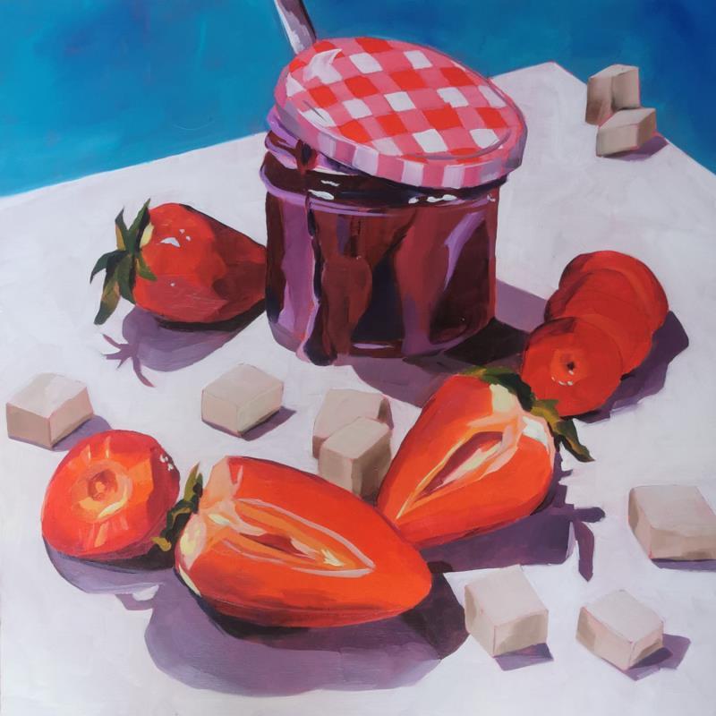 Painting strawberry jam by Ulrich Julia | Painting Figurative Oil, Wood