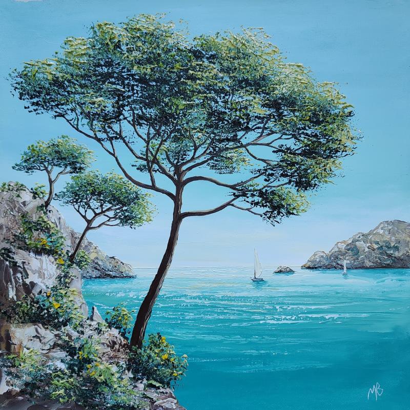 Gemälde Dans les calanques von Blandin Magali | Gemälde Figurativ Landschaften Öl